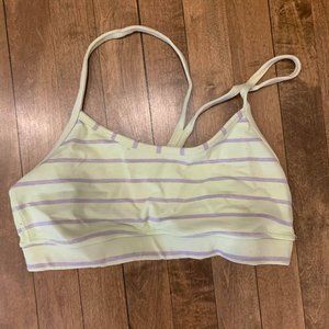 Lululemon grey and green striped flow-y sports bra